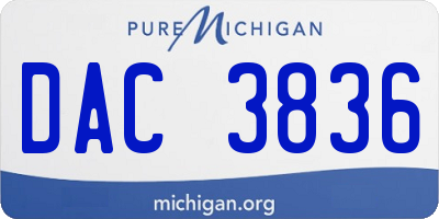 MI license plate DAC3836