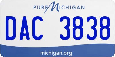 MI license plate DAC3838