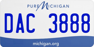 MI license plate DAC3888