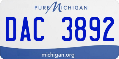 MI license plate DAC3892