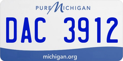 MI license plate DAC3912