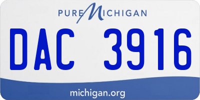 MI license plate DAC3916