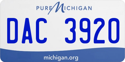 MI license plate DAC3920