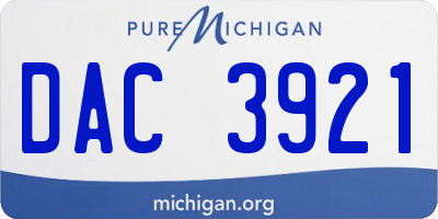 MI license plate DAC3921