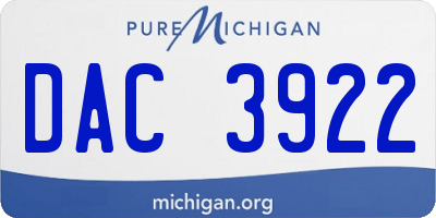 MI license plate DAC3922