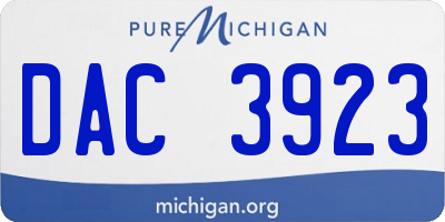 MI license plate DAC3923