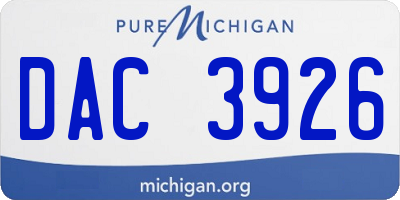 MI license plate DAC3926
