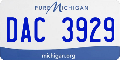 MI license plate DAC3929