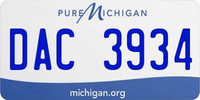 MI license plate DAC3934
