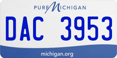 MI license plate DAC3953