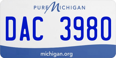 MI license plate DAC3980