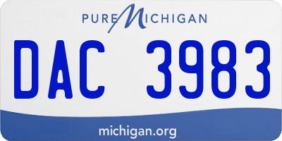 MI license plate DAC3983