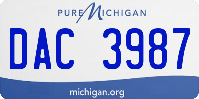 MI license plate DAC3987