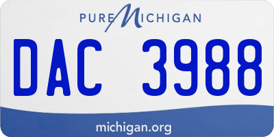 MI license plate DAC3988