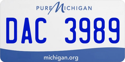 MI license plate DAC3989