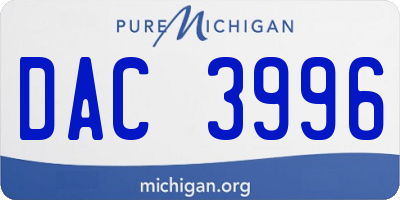 MI license plate DAC3996