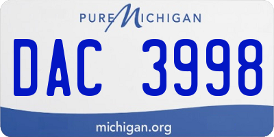 MI license plate DAC3998