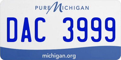 MI license plate DAC3999