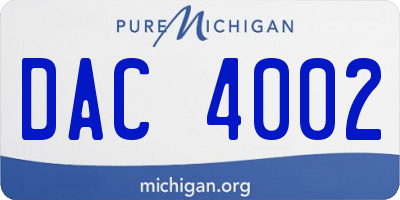 MI license plate DAC4002