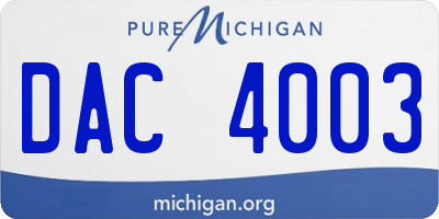 MI license plate DAC4003