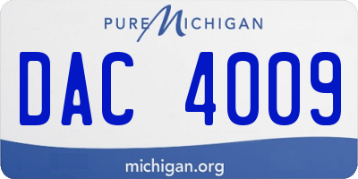 MI license plate DAC4009