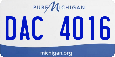 MI license plate DAC4016