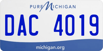 MI license plate DAC4019