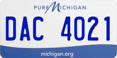 MI license plate DAC4021
