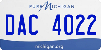 MI license plate DAC4022