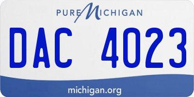 MI license plate DAC4023