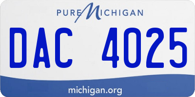 MI license plate DAC4025