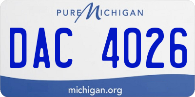 MI license plate DAC4026