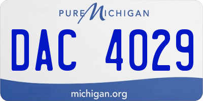 MI license plate DAC4029