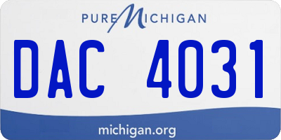 MI license plate DAC4031