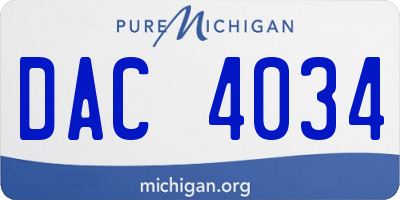 MI license plate DAC4034