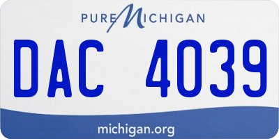 MI license plate DAC4039