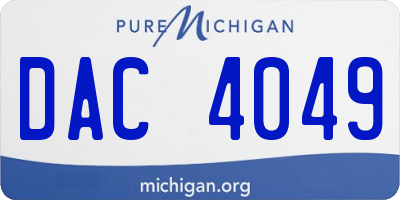 MI license plate DAC4049