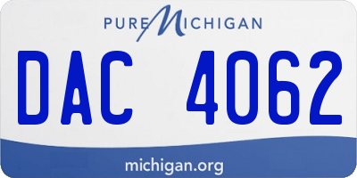 MI license plate DAC4062