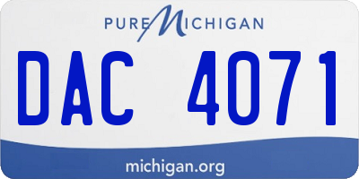 MI license plate DAC4071