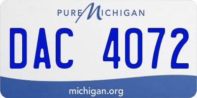 MI license plate DAC4072