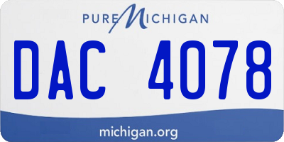 MI license plate DAC4078