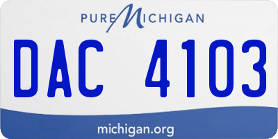 MI license plate DAC4103