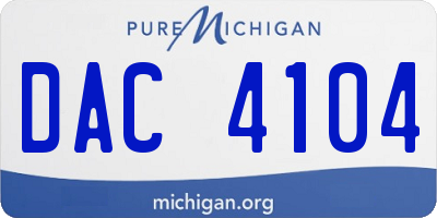 MI license plate DAC4104