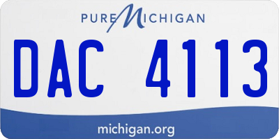 MI license plate DAC4113