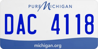 MI license plate DAC4118