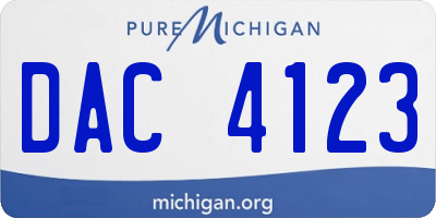 MI license plate DAC4123