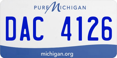 MI license plate DAC4126