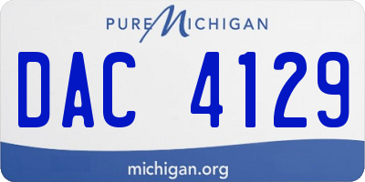 MI license plate DAC4129