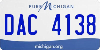 MI license plate DAC4138