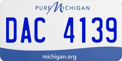 MI license plate DAC4139